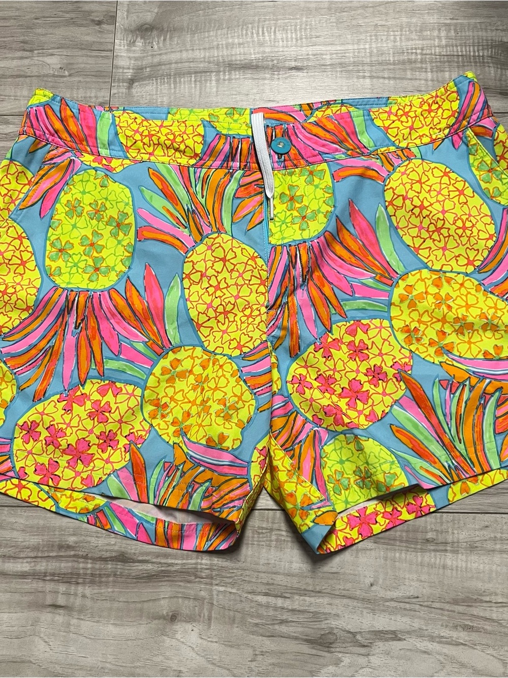 chubbies Women's Pineapple Print Shorts - Blue, Yellow & Pink